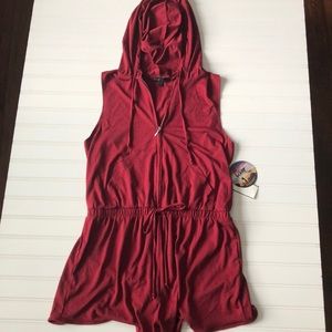 Red Romper Swimsuit Cover Up Size L